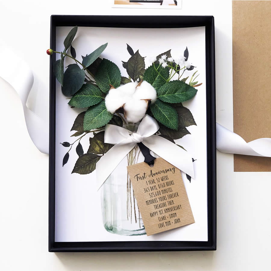 Scented Cotton Flower Boxed Second anniversary Card | The Luxe Co