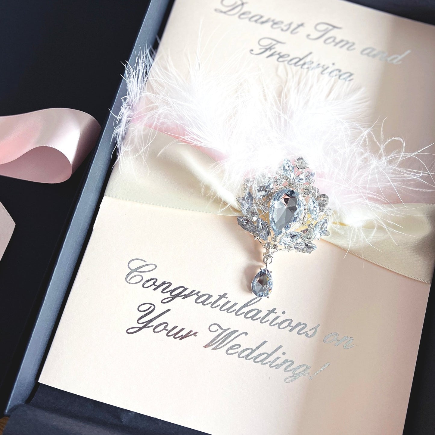 Exquisite Blush Bling Foil Wedding Card