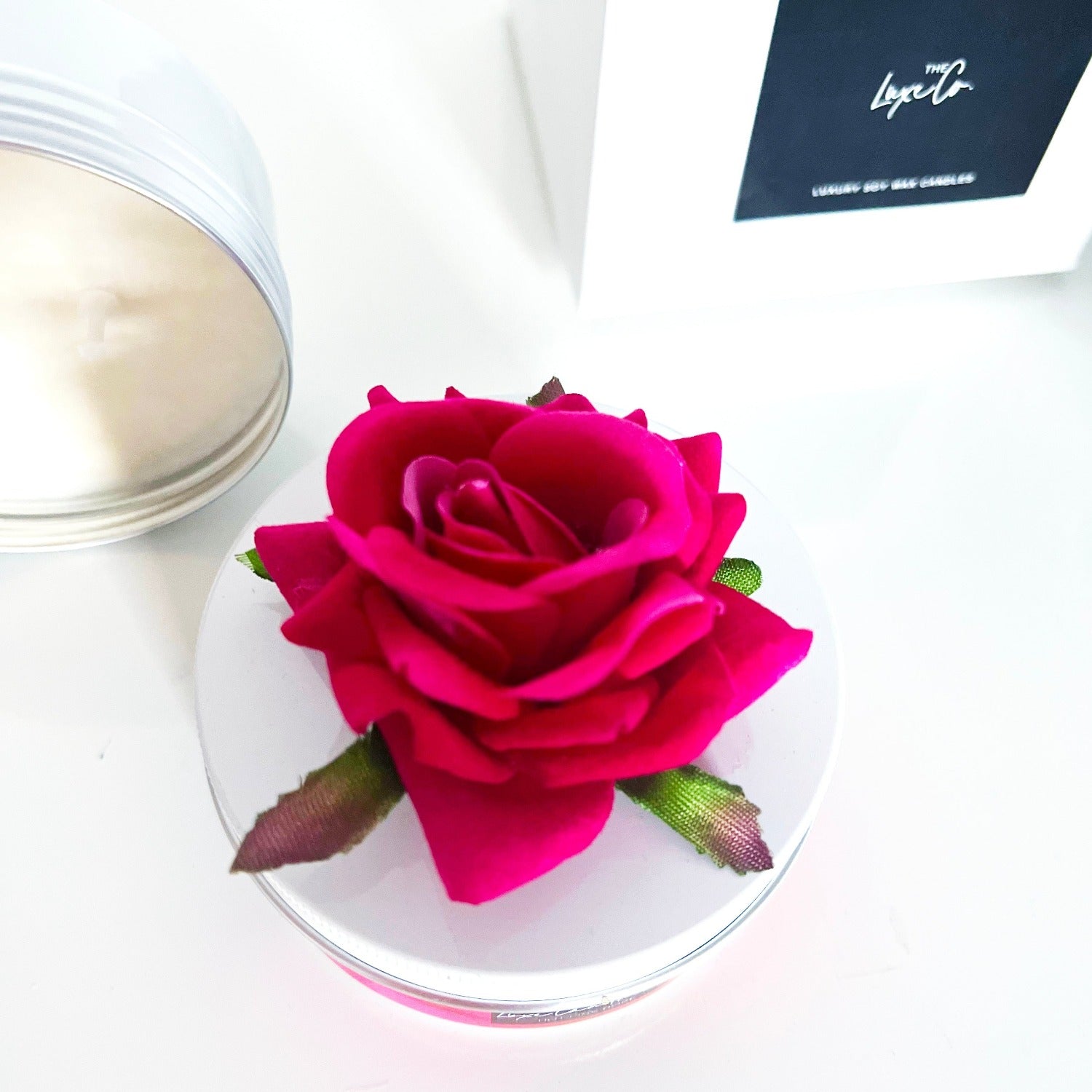 Gift boxed rose candles handmade in UK
