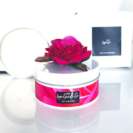 Hot Pink Rose soy wax Candle