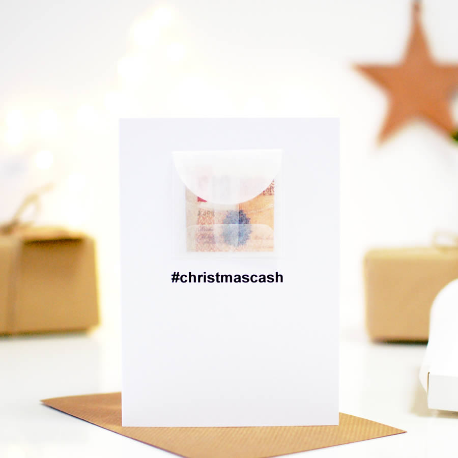 Christmas cash cards by The Luxe Co | Giving money as a gift send a personalised hashtag Christmas cash cards