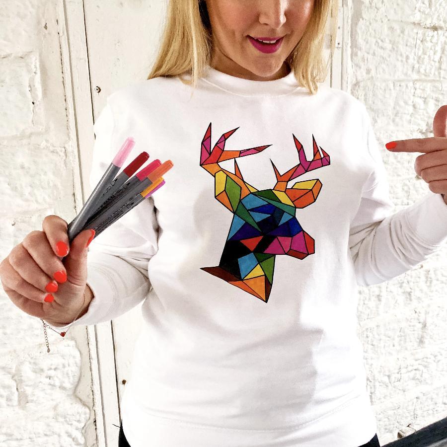 I did this! Clare wearing Lilly + Boo Colour your own christmas jumper - proud