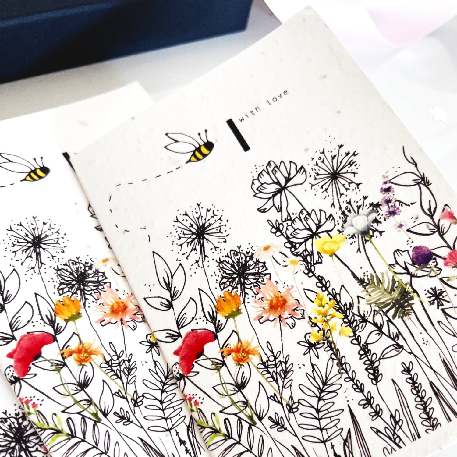 Plantable cards \ plantable birthday cards with wildflower meadow seeds that bees love - pack of 3 cards | The Luxe Co