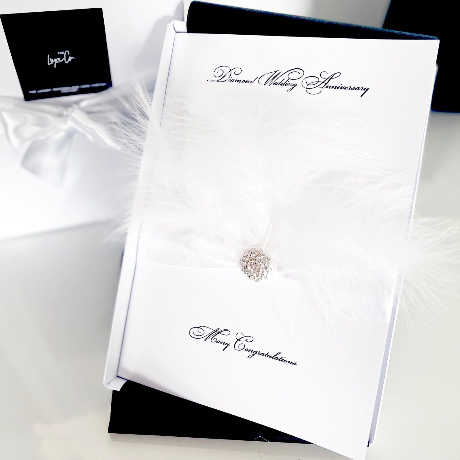 Luxury Feather 60th anniversary cards | The Luxe Co