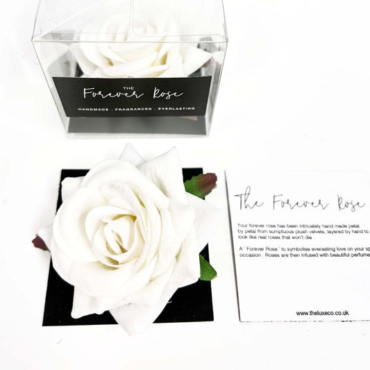 The Forever Rose - Ivory wedding rose handmade in ivory velvet scented with rose oil. A rose that won't die