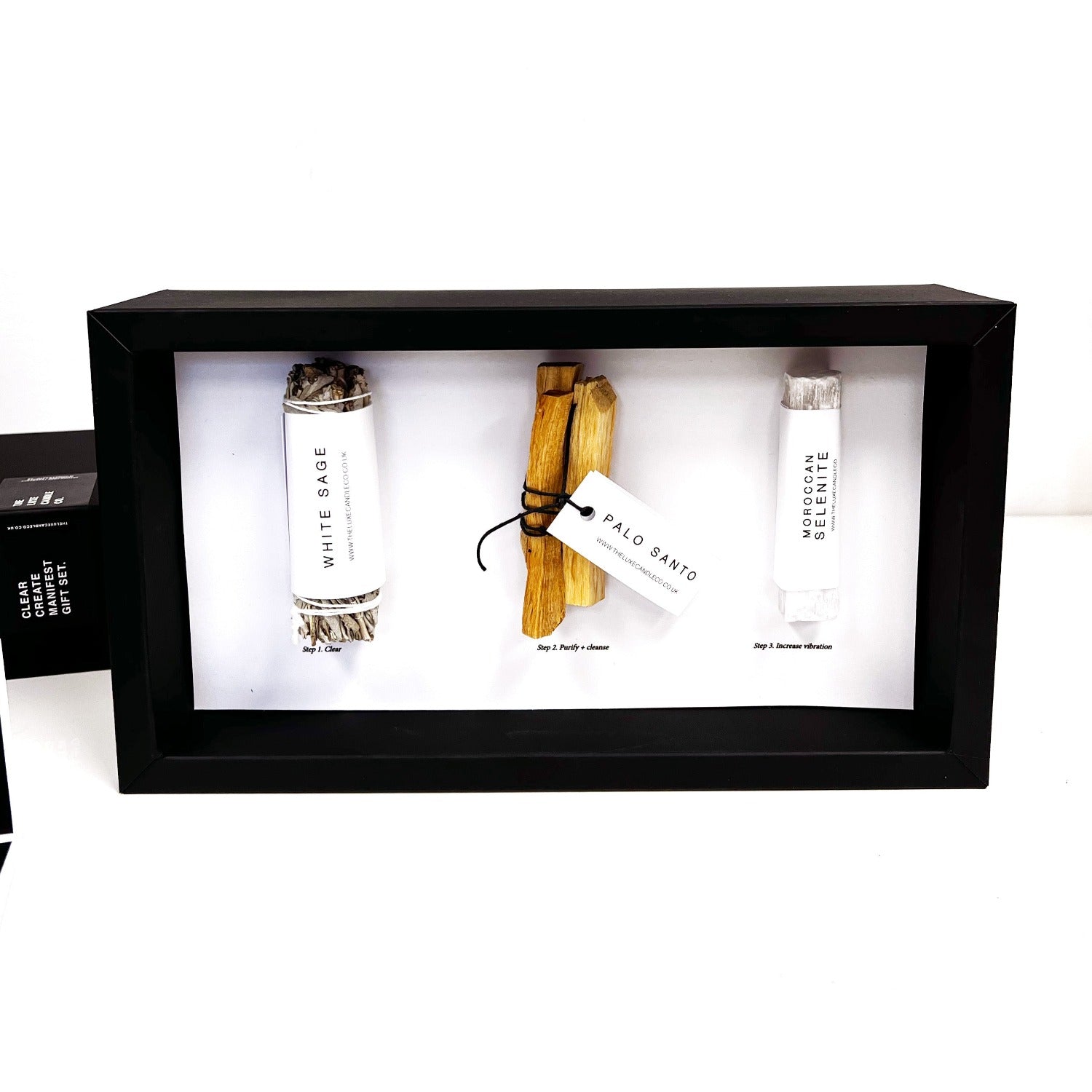 Mother's Day Gift idea - Gift Set Trio with White sage . Palo santo + Selenite crystal