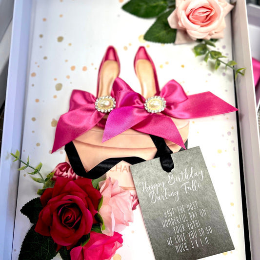 pink shoes heel 40th birthday card gift boxed 