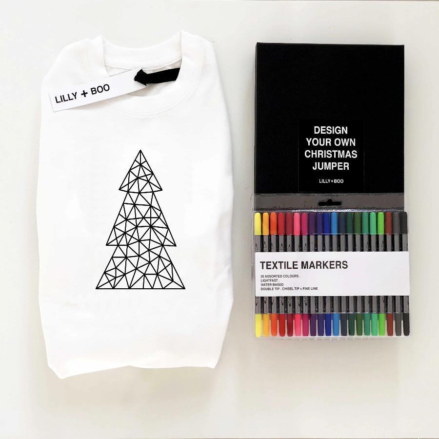 Kids Colour Your Own Christmas jumper White The Luxe Co