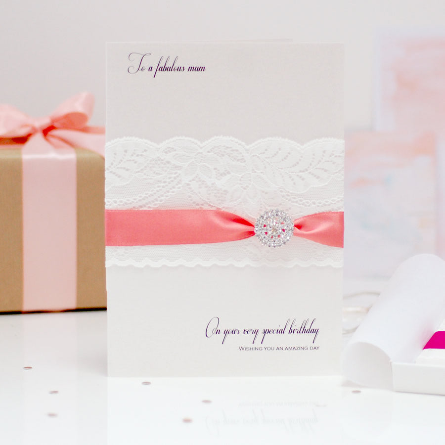 Luxury Personalised lace and crystal birthday Cards - theluxeco.co.uk