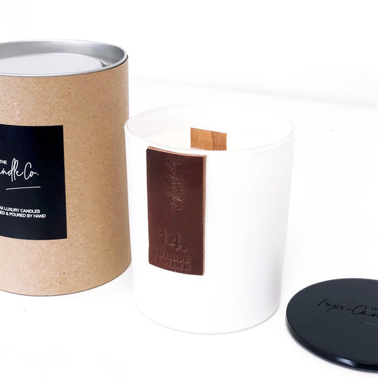 3rd anniversary gift - soy wax leather scented candles | The Luxe Co