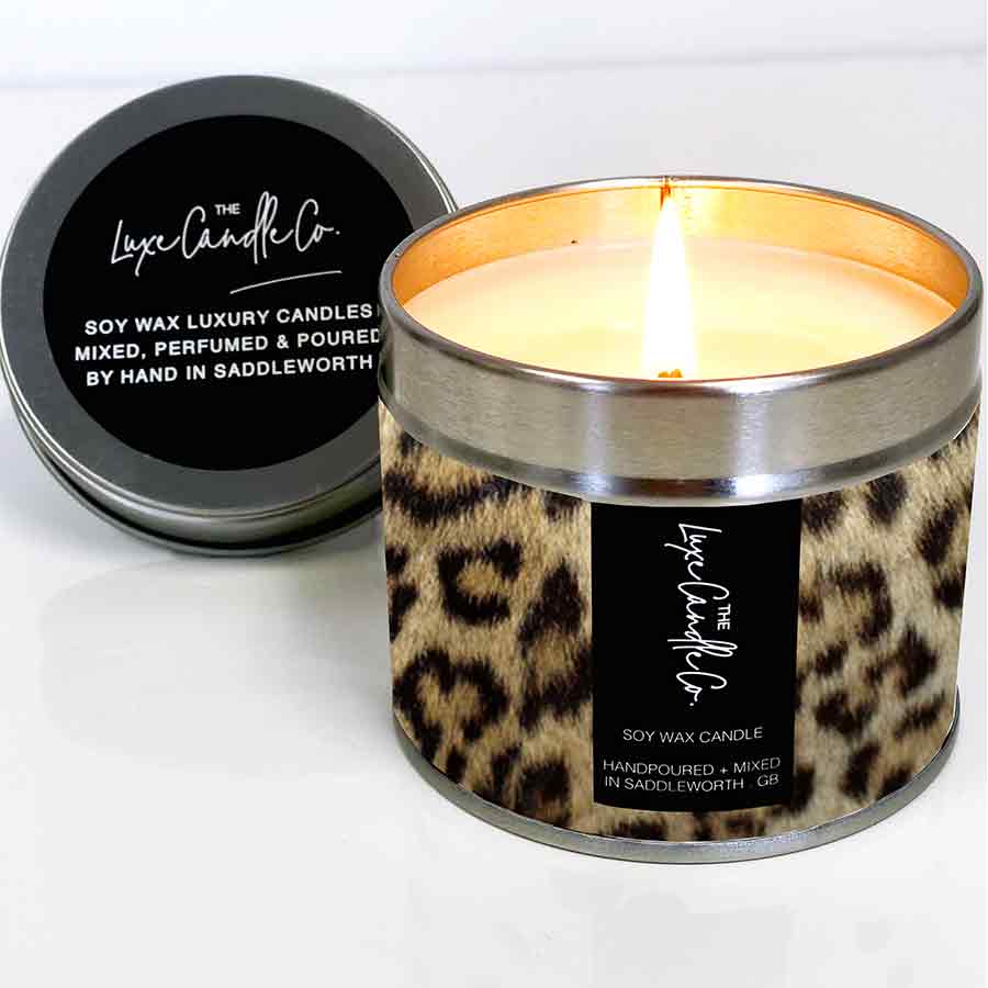 Leopard print engagement candle gift