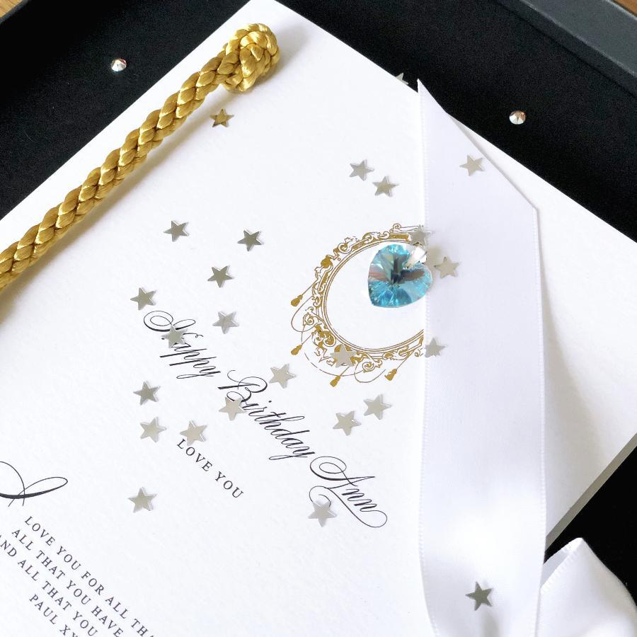 Birthday Birthstone Luxe Tassle Card in this months Birth Stone Crystal