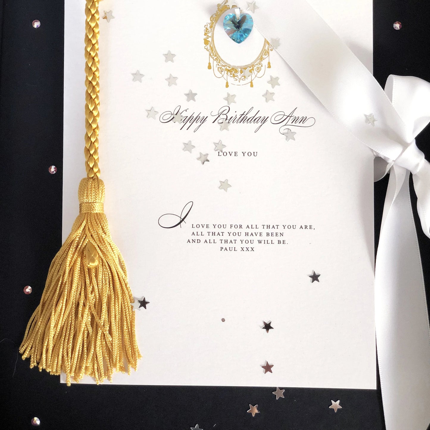 Birthstone Luxe Tassle March Gift Boxed Card
