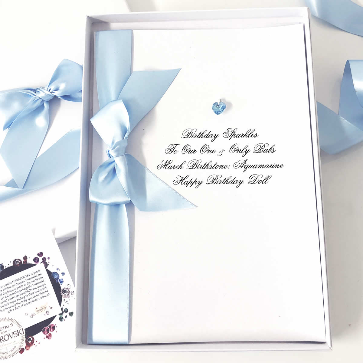 March birthday card | with Aquamarine crystal | The Luxe Co