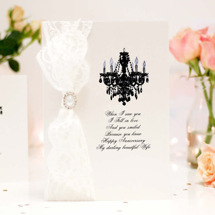 Handmade Wedding Anniversary card Paris Lace - theluxeco.co.uk
