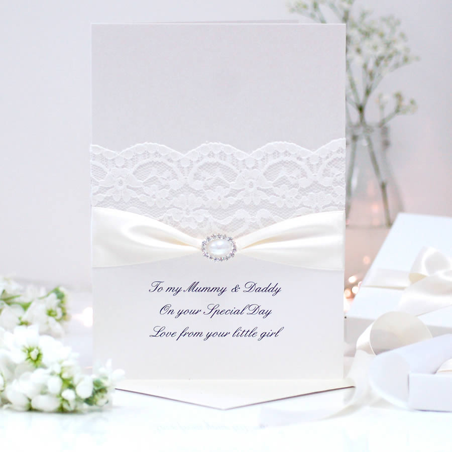 Pearl Personalised Lace Card - theluxeco.co.uk