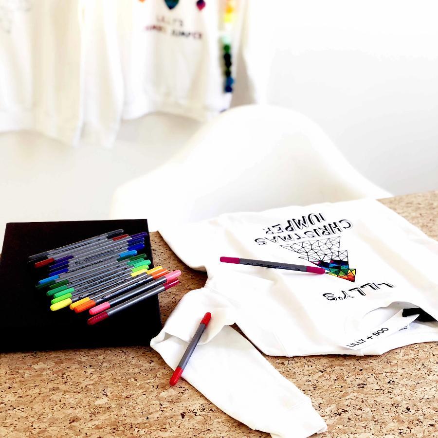 Colourful xmas jumper | Design your own Christmas jumpers | By Lilly + Boo at The Luxe Co