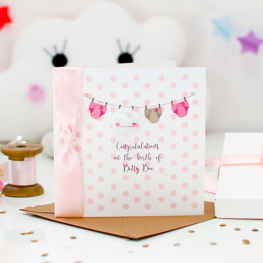 Personalised new baby card - say Congratulations for new born baby girl cards | The Luxe Co