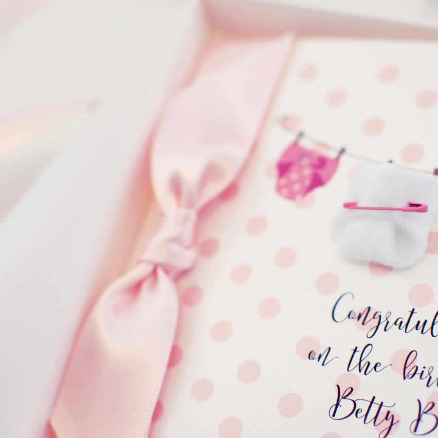 Personalised new born baby girl congratulations cards | The Luxe Co