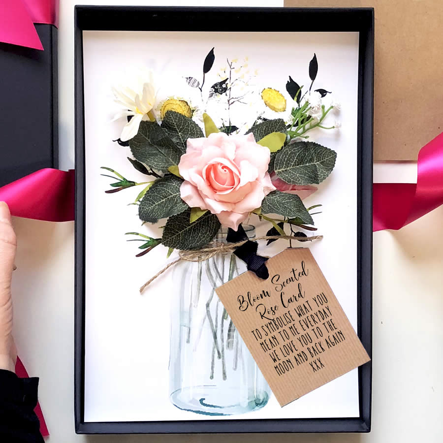 Personalised Flower to my sister on her 50th birthday card fragranced with oils | The Luxe Co