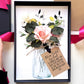 Blush pink silk rose personalised engagement card with silk flowers - theluxeco.co.uk