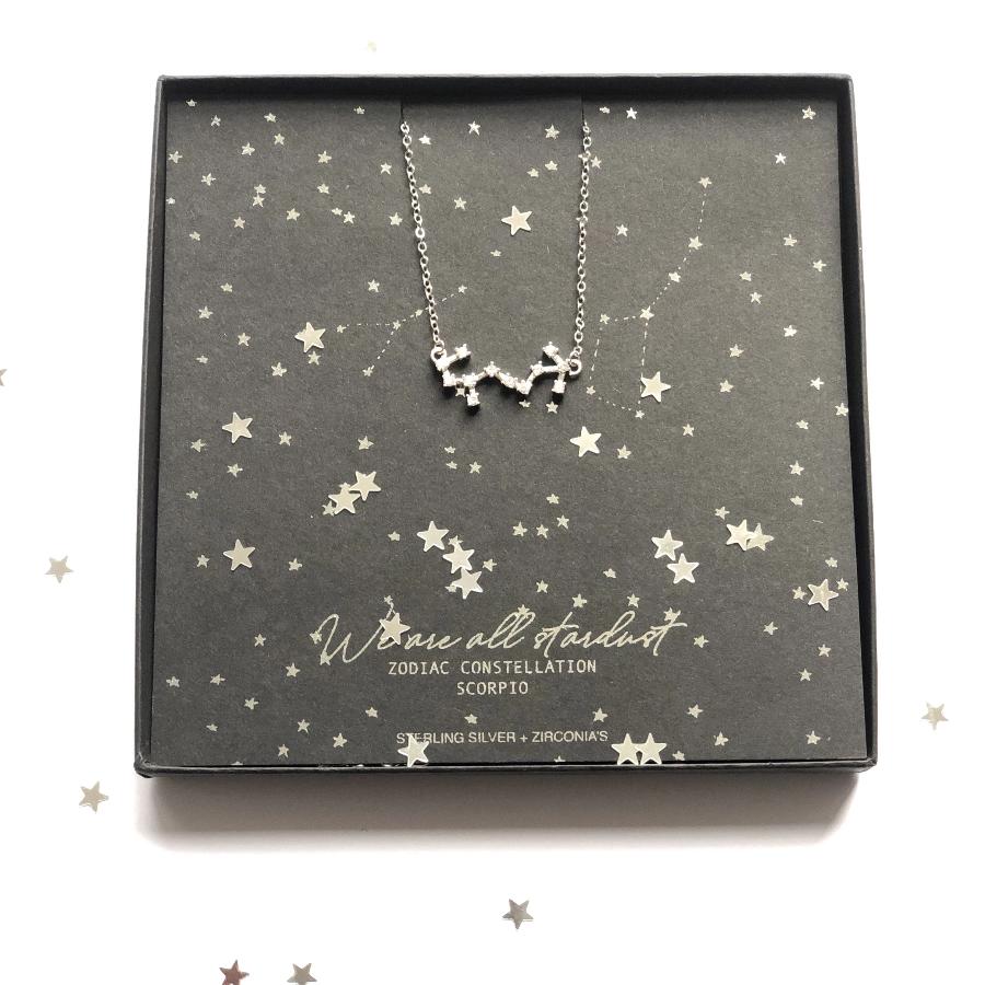 Sterling Silver Scorpio Zodiac star sign necklace with free gift box