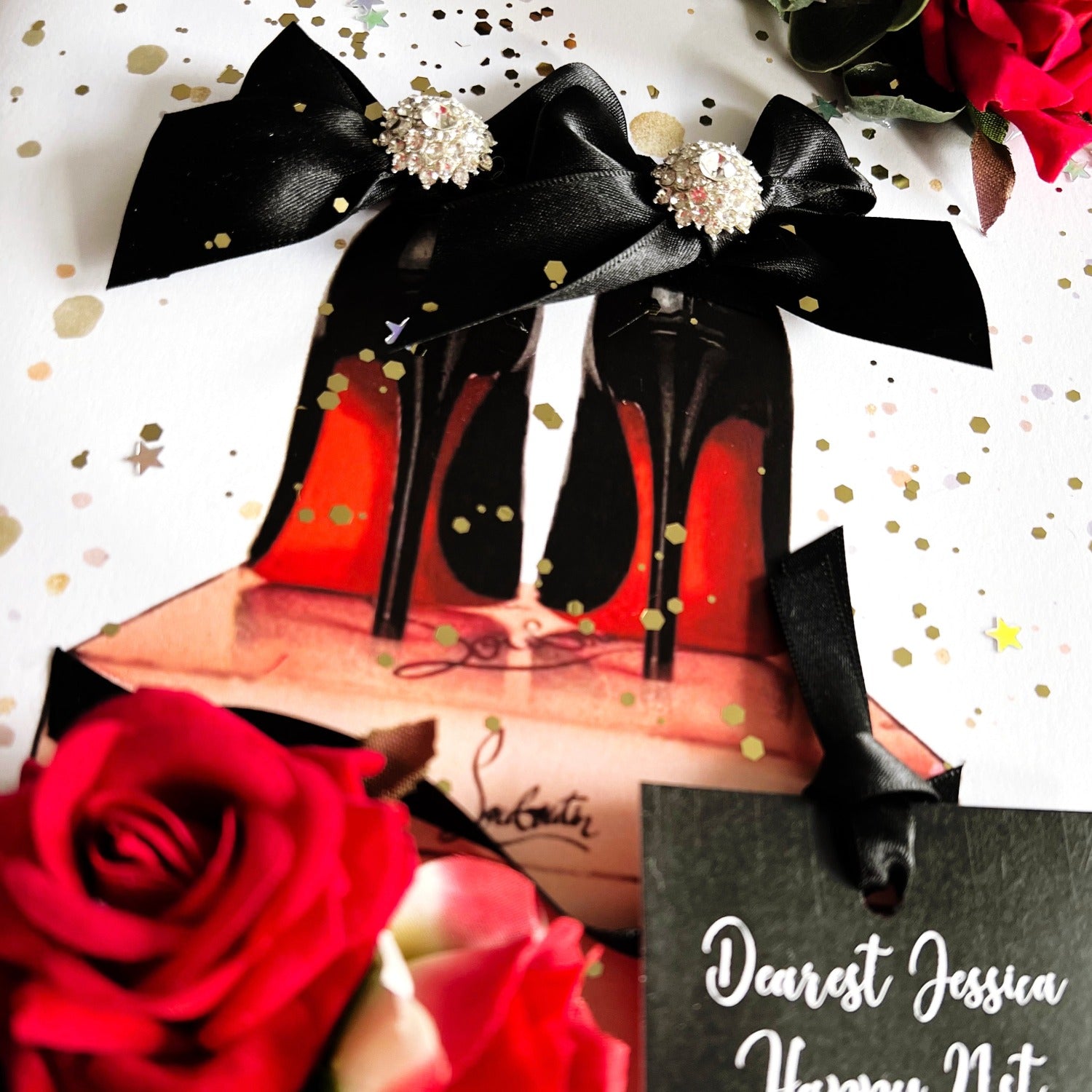 louboutin black pump heel shoes birthday card | The Luxe Co the worlds most luxurious cards
