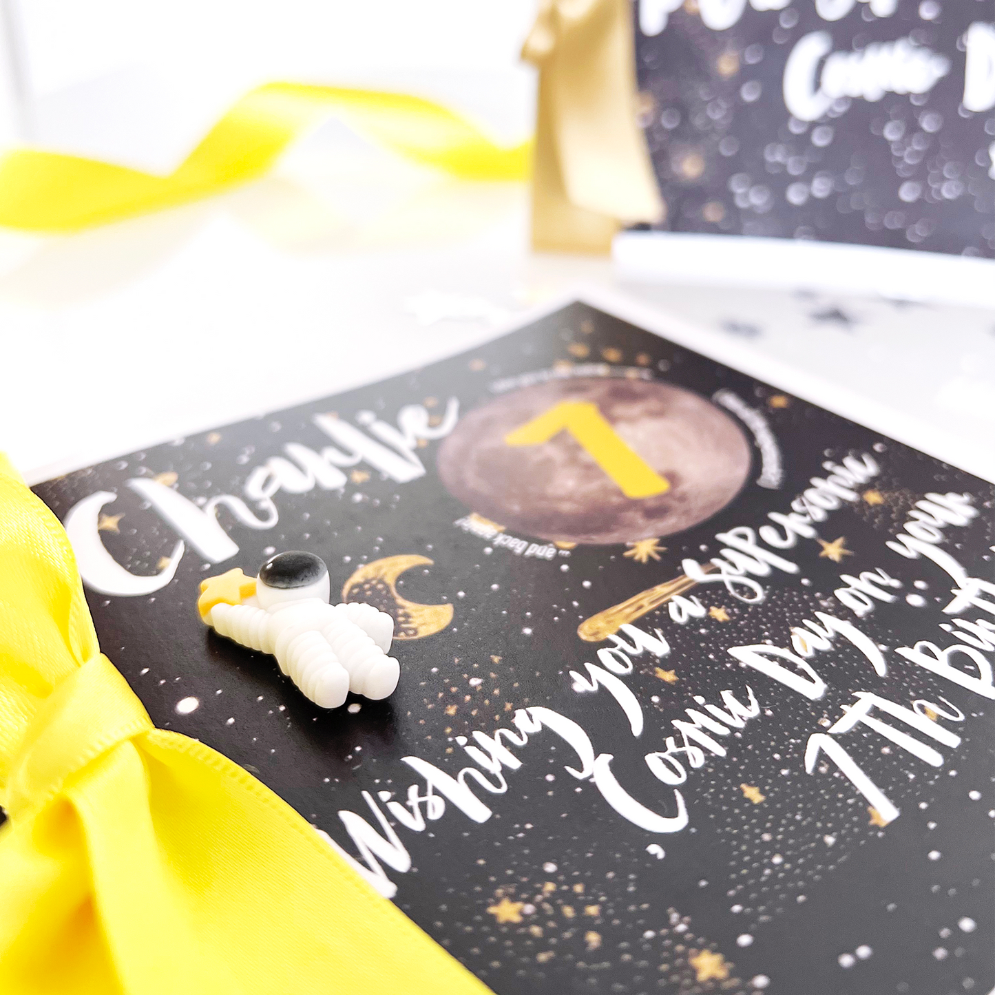 Personalised 9th Space Birthday Card with star and astronaut charms