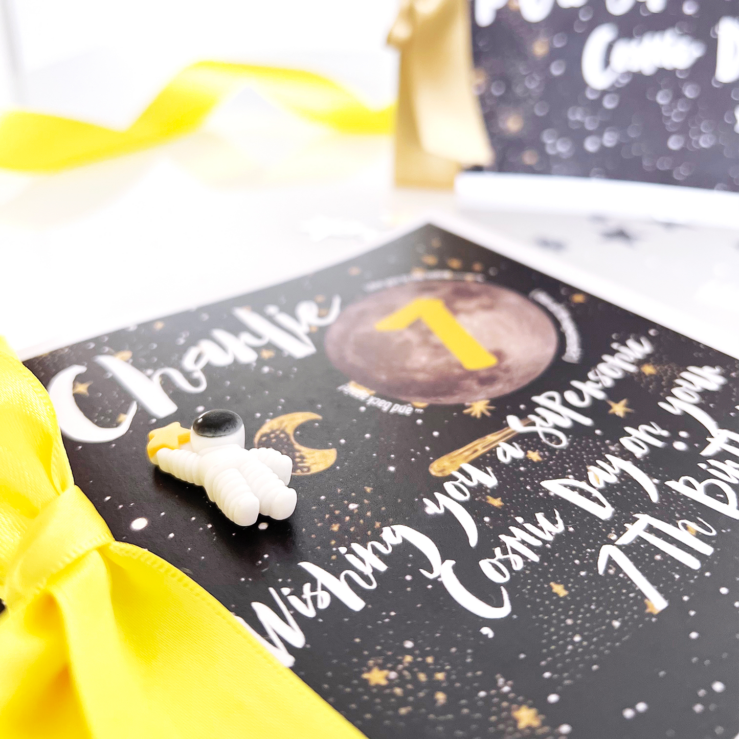 Personalised Spaceboy 7th Birthday Card for a 7 year old | The Luxe Co