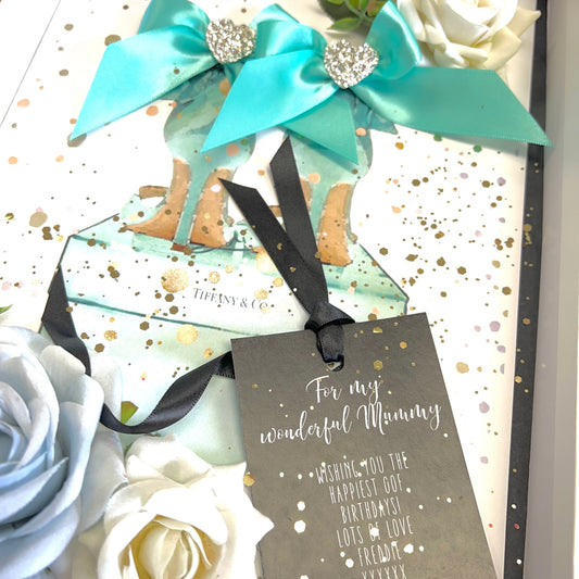 Mummy birthday card with tiffany print and handmade everlasting roses